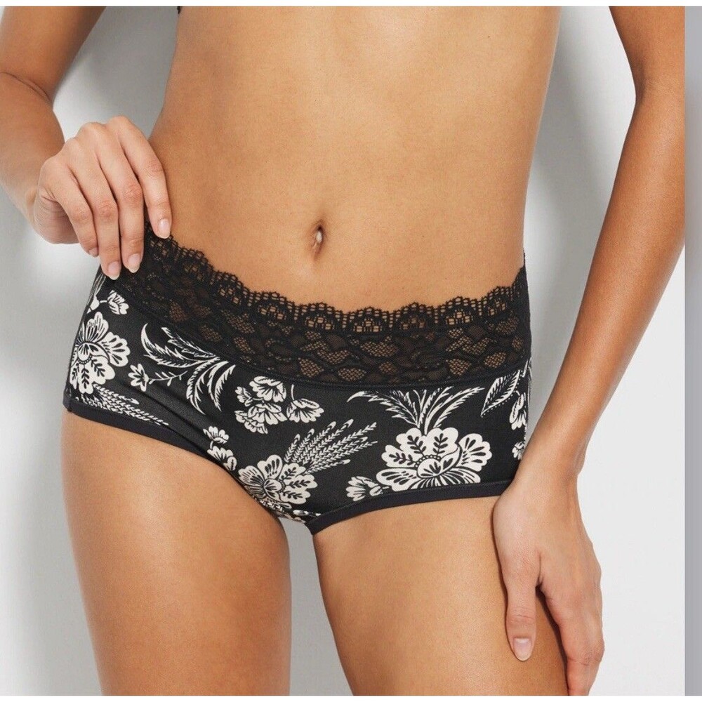 Soma Embraceable Enchanting Lace Brief Black Night Floral Size X-Large Panties